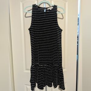 LOFT Dotted Flounce Swing Dress, Size Small